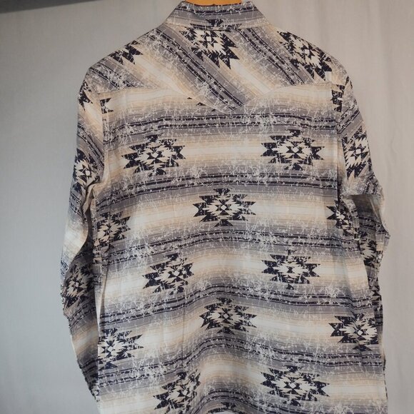 Panhandle Rough Stock Western Pearl Snap Southwestern Western Aztec Shirt Large - Picture 2 of 11